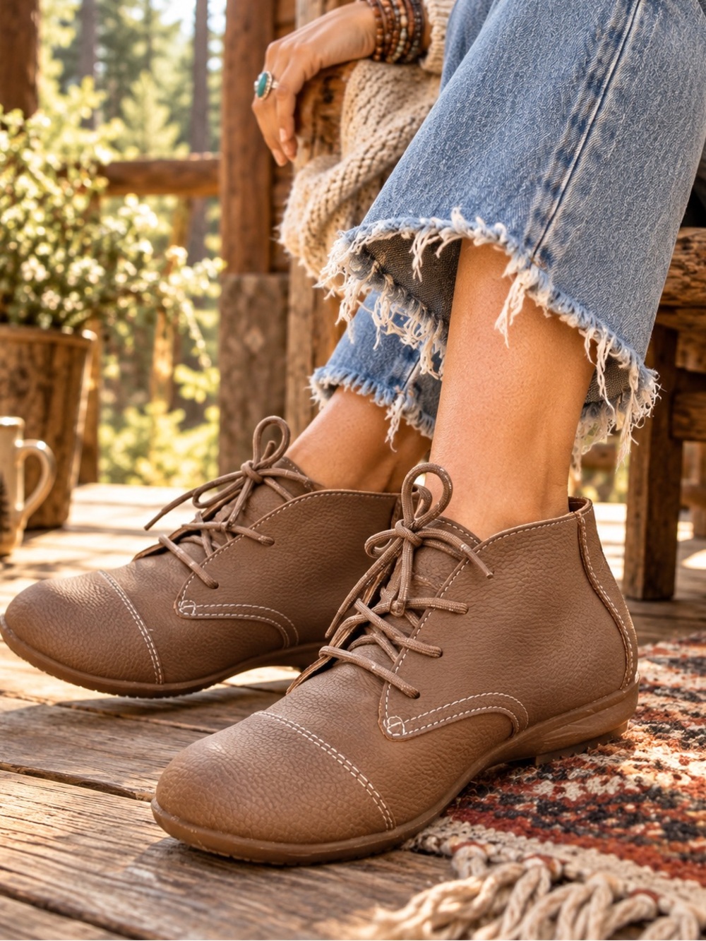 b.o.c by Born Brown/Taupe Lace-Up Ankle Boots | Size 8.5M